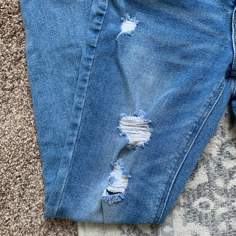 OLD NAVY | Medium Wash High Rise Distressed Faded Button Fly Jeans - Picture 4 of 6
